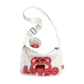 [hgTUP] Lotzo Crossbody Bag, Tote Bag, Shoulder Bag, Tote with Inside Pocket, Meeting Bag, Commute, Canvas Wrap, Lotso, Thick, Zipper Included, white