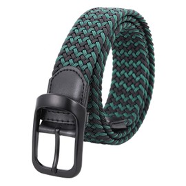 Lovionus89 Men's Golf Belt, Width 3.4 cm, Adjustable Woven Braided Stretch Belt for Casual Jeans, black green