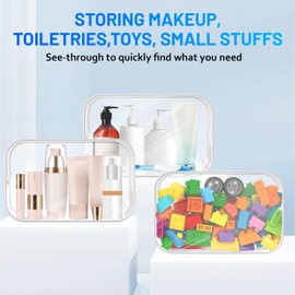 XXBAGMORE 12 Pack Clear Makeup Bag PortableTravel Toiletry Pouch with Zipper PVC TSA Approved Cosmetic Organizer for Airport - White, Medium