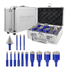 SHDIATOOL Diamond Drill Core Bits Kits, Hole Saw Sets with Triangle Shank for Drilling Porcelain Tile Marble Ceramic Granite on Drill Machine 14pcs（6/6/6/8/10/12/20/25/28/32mm/1-3/8/6/6/6mm）
