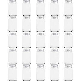 25 Pack White Blank Can Cooler Sleeves, Customizable Bulk Sublimation Can Coolers, Extra-Thick Collapsible Drink Insulator Sleeve, Beer Can Coolers for Party Beverages, PartyPrints