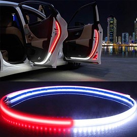 2 pcs Car Interior Door Welcome Light LED Safety Warning Strobe Signal Lamp Strip 120cm Waterproof 12V Auto Decorative Ambient Lights