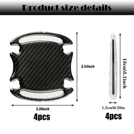 8Pcs Car Door Handle Protectors,Auto Door Handle Protective Film,Carbon Fiber Auto Door Handle Safety Reflective Strips Cover Car Door Handle Paint Guard Cover Anti-Scratches Door Side Handle Paint Gu