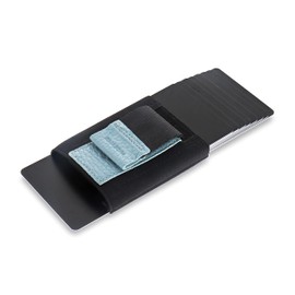 Jaimie Jacobs Nano Boy Pocket Mini Textile Wallet with Drawstring and Coin Compartment Slim Card Holder for Men and Women, Grained leather dove blue, minimalist wallet