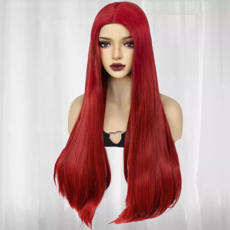 ANOGOL Peluca Larga, Natural Y Lacia Color Rojo