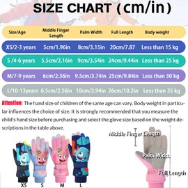 Waterproof Kids Gloves Winter Cold Weather Fleece Lined Thermal Warm PU Palm Snow Ski Cycling Glove for Age1-13 Boys Girls Kid Boy Toddler Girl Children Skiing Snowboarding (royal blue-Fairy, S)