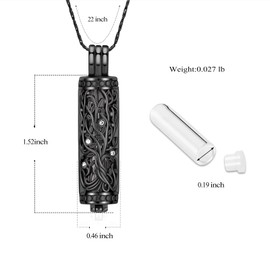 Imrsanl Cremation Jewelry Urn Necklace for Ashes Pendant with Hollow Glass Vial Cylinder Cremation Keepsake Memorial Lockets Ashes Holder for Women Men Pet, Metal, stainless-steel