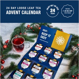Tiesta Tea - Advent Calendar 2024-24 Festive Loose Leaf Tea Blends - Christmas Advent Calendar - Limited Edition Holiday Gift Set - Make Hot or Iced Tea - Brews 1 (8 oz) Cup Per Pouch