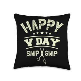 Happy v day snip snip Sterilized man Vasectomy Throw Pillow, 16x16, Multicolor