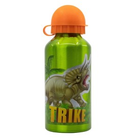 ILS I LOVE SHOPPING Kids 400ml Aluminium Sports Water Bottle with Extendable Spout (T-Rex Dinosaur)