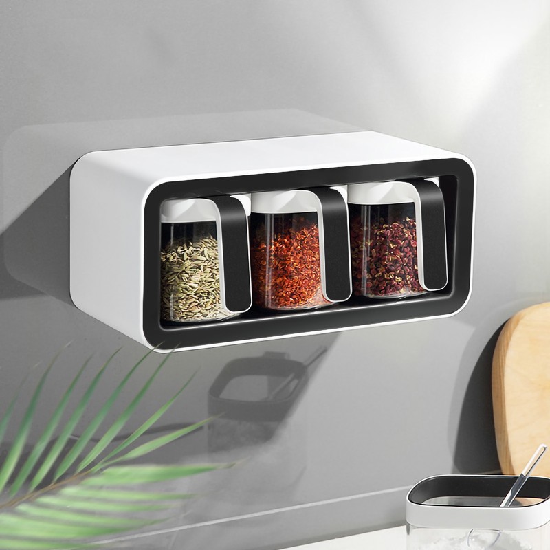 Seasoning Box Wall Mount Multi Grid Seasoning Storage Container Kitchen