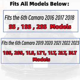 MUTUSAISI Front Bumper Lip Splitter Spoiler Compatible with 2016-2024 Chevy Camaro SS/ 2019-2024 LT LS RS, Air Chin Body Kit Accessories (Gloss Black)