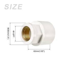 METALLIXITY PVC Hose Adapter, (1/2PT), Female Thread Brass Pipe Fitting Furniture Connector - for Water Supplies Build, DIY, Garden Shelf Greenhouse, White