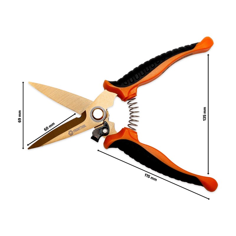 FRONTTOOL Universal scissors, multi-purpose scissors, multifunction scissors, titanium-coated stainless steel