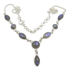 SilverStarJewel Collar de plata maciza 925 labradorita natural tcw 4,8 46,2 cm