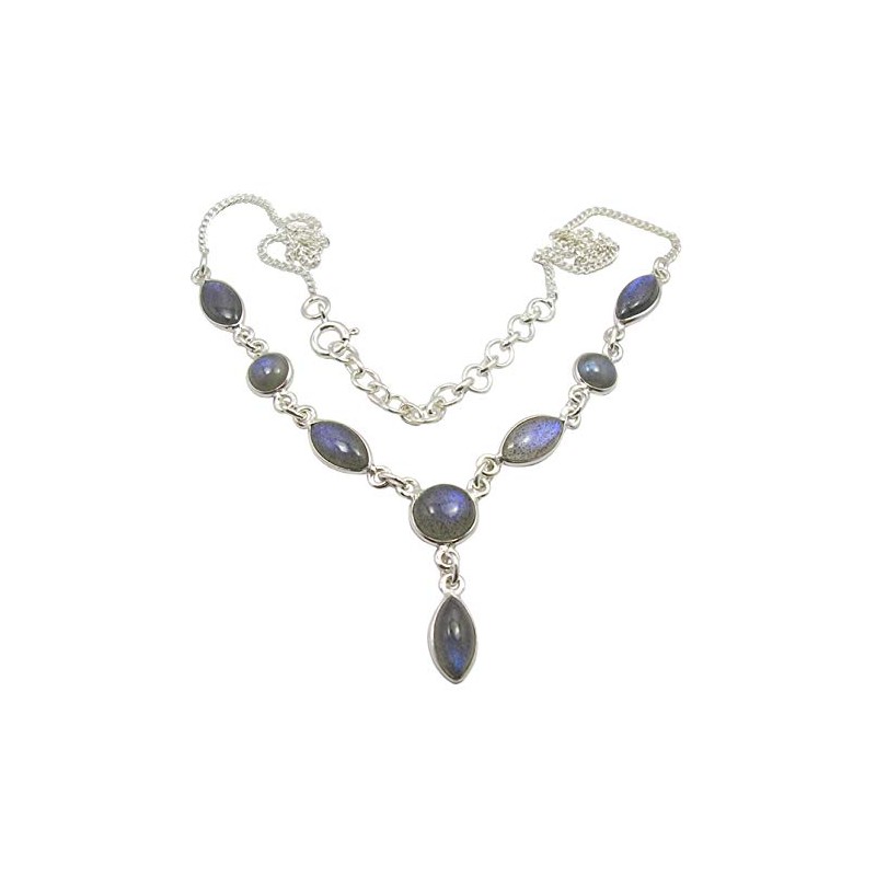 SilverStarJewel Collar de plata maciza 925 labradorita natural tcw 4,8