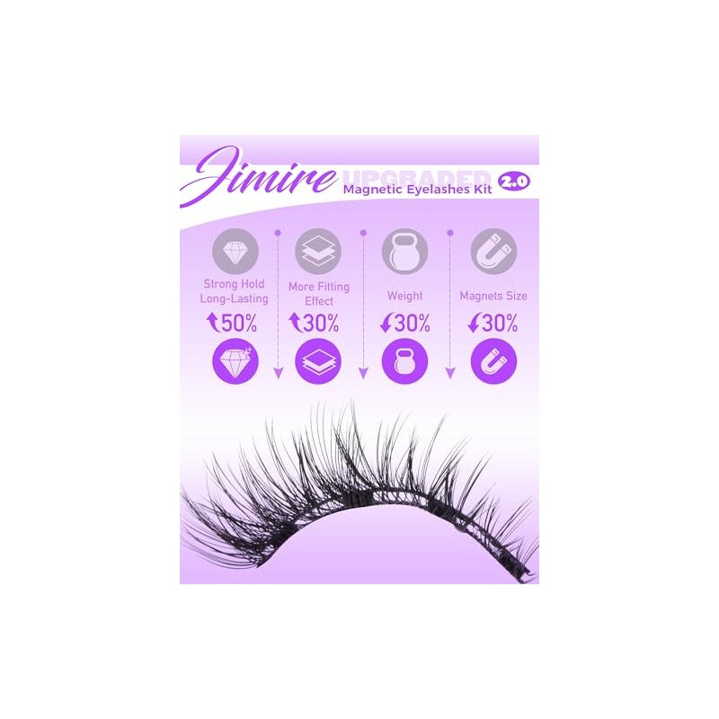 JIMIRE Magnetic Eyelashes Natural Look Wispy Magnetic Lashes with Applicator
