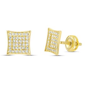 Mens Ladies 14K Gold Over Silver Lab Diamond Earrings Screw Back Studs Iced Out aretes para hombre - Men's Earrings, Screw Back, Men's Jewelry, Hip hop Earring