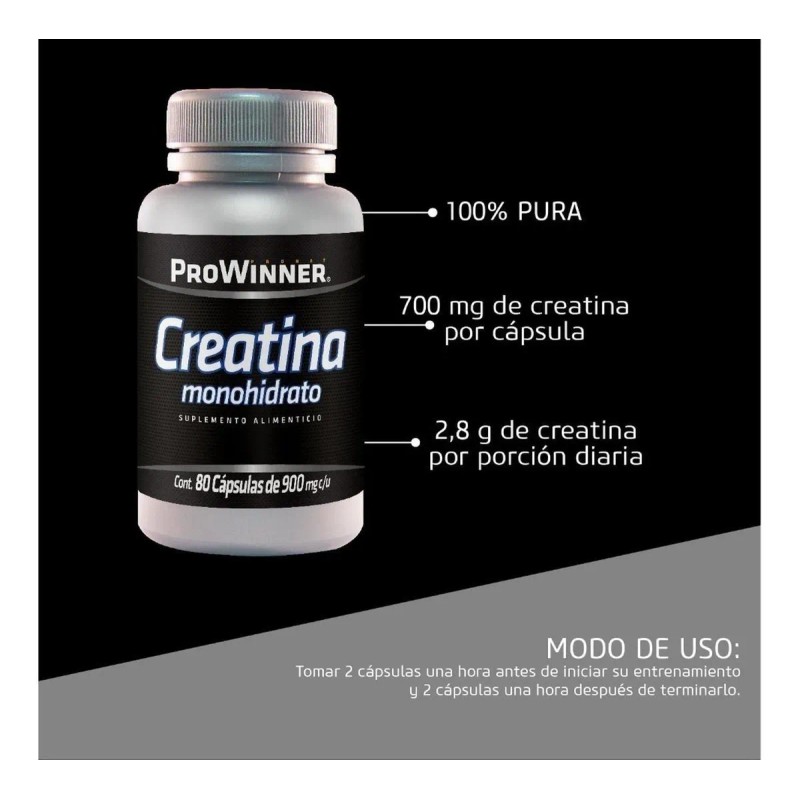 Suplemento Creatina Monohidrato 100 (80 Cps) Prowinner Natural