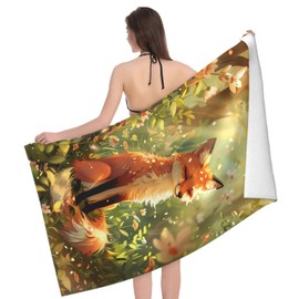 VANZEV Cute Fox Beach Towel 31inx51in, Fox Sand-Free Microfiber Bath Towel Ultra Soft Quick Dry Pool Towel Absorbent Towel Lightweight Towel for Swimming Bathroom Decor