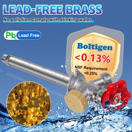 Boltigen 10inch Anti-Siphon Frost Free Sillcock Valve, No Lead Brass Freeze Proof Outdoor Water Faucet, 1/2" NPT X 3/4'' GHT Hose Bib Frost Free Outside Spigot