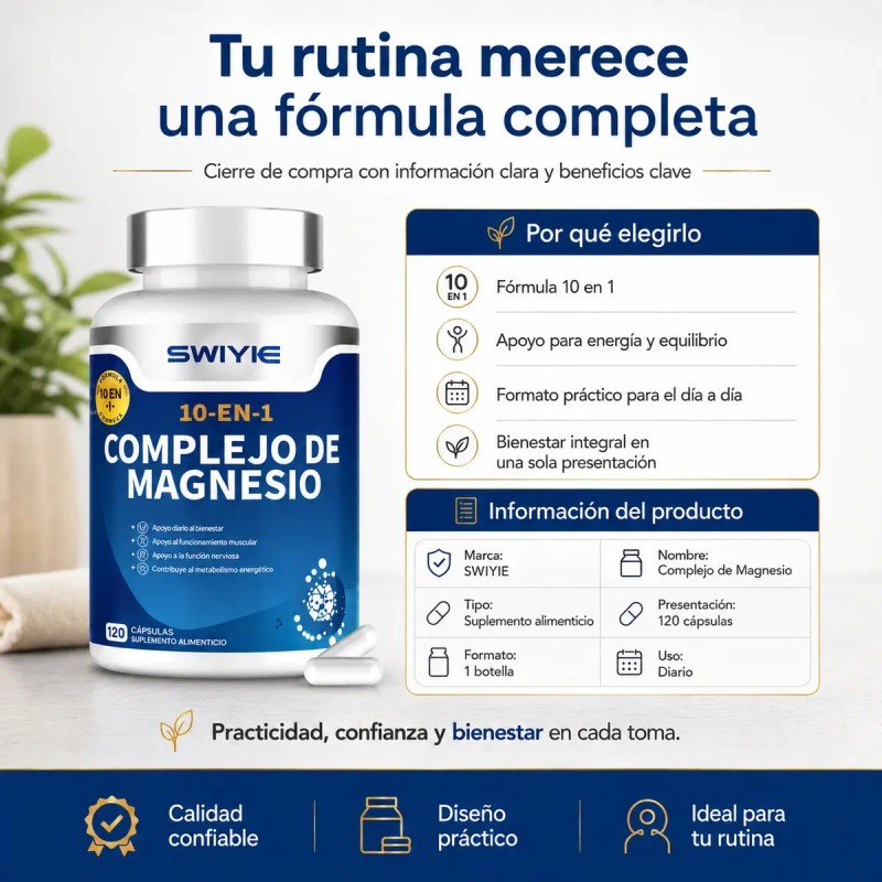 Swiyie Magnesio Complex Uso Diario Bienestar Para Adultos