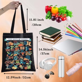BWWKTOP Texas State Travel Tote Bag Texas Souvenirs Gifts Texas Reusable Grocery Bag Texas Trip Gifts, Abc Texas Bl Tg