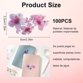 100Pzs Pegatinas Florales Naturales Vintage, Impermeable Flores Pegatinas Estéticas, Calcomanías de Arte Adecuadas para Albumes de Recortes, Cuaderno, Diario, Album de Fotos, Computadora