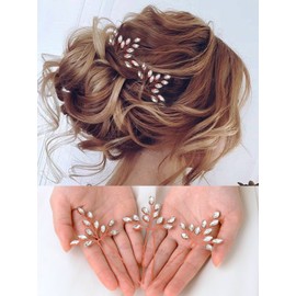 Heread Crystal Bride - Horquillas para el pelo de boda para mujeres y niñas (paquete de 3) (B oro rosa)