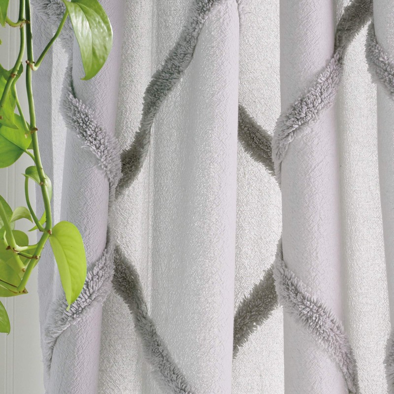 Peri Home Chenille Lattice Sheer Back Tab Single Curtain Panel,