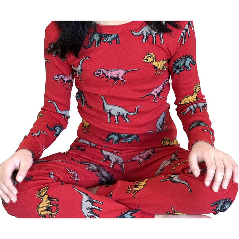 LittLong 12M-5Y - Conjunto de pijama de dinosaurio 100% algodón,