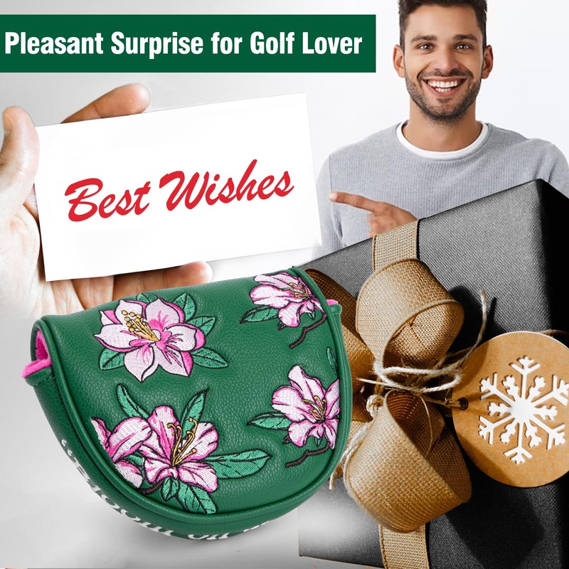 Golf Putter Covers OZ1 Mallet Putter Headcover Azalea Embroidery Leather