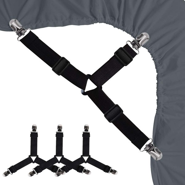Bed Sheet Holders Straps Fasteners - 4 Pcs Triangle Sheet