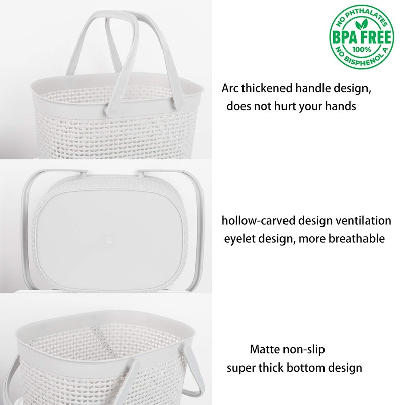 rejomiik Portable Shower Caddy Basket, Plastic Organizer Storage Tote with