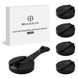 BULGILIA 4 Pack Replacement Lids Compatible with Good Seasons Salad Dressing Cruet Glasses, Food-Grade Silicone, black