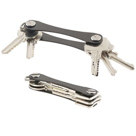 PEARL Key Case: Key Organiser with Aluminium Housing for up to 6 Keys, Black (Key Organiser, Key Binder, Key Ring)