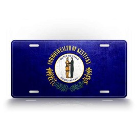Kentucky Weathered Metal Flag License Plate Antique KY State Flag Auto Tag