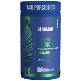Birdman Probióticos en Cápsulas  10 Billones de UFC  Liberación Retardada, Sin Aditivos  Cápsula Vegana  Esporas Probióticas  140 Cápsulas            