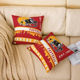 Erosebridal - Juego de 2 fundas de almohada de fútbol de 18 x 18 pulgadas, fundas de almohada para aficionados al fútbol americano para niños, fundas de cojín de fútbol americano y ciudad, color rojo,