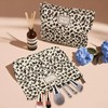 VEGCOO 2 Stück Kosmetiktasche Leopardenmuster Stylisch Make Up Tasche Wasserdicht