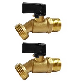 Uenede Brass Garden Hose Bibb Valve, 1/2" NPT MIP Male Inlet to 3/4" GHT Male Outlet, Faucets Spigot with Quarter Turn Ball Valve (Pack of 2)