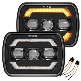 Sinoparcel Upgraded 5x7 7x6 Headlights with DRL/Turn Signal,H6054 6054 LED Sealed Beam Headlights,500% Brighter Hi/Lo Halogen Replacement for Wrangler YJ/Cherokee XJ/Savana Truck and More,Pack of 2