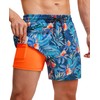 Gleeease Mens Swim Trunks with Compression Lined Short Bathing Suits