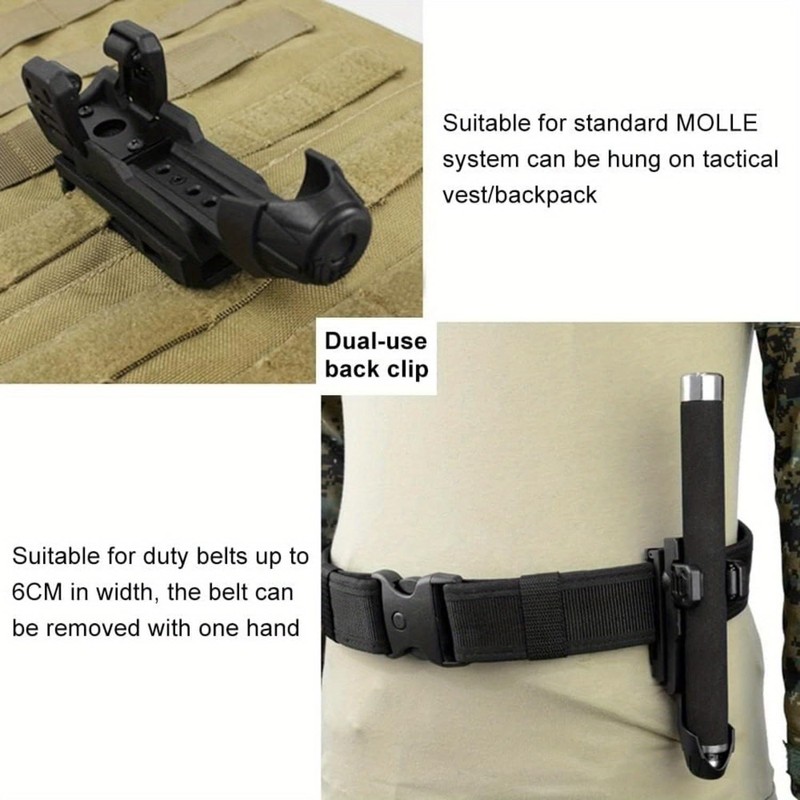 Expandable Baton Holster, 360 Degree Duty Belt Flashlight Holder Telescopic