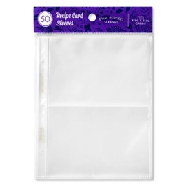 Jot & Mark Binder Page Protectors for 4x6 Recipe Cards or Photos (50 Count) - Crystal Clear Plastic Archival Sleeves fit 3 Ring Binders (8.5" x 9.5", 2 Pocket) - Recipe Card Holder