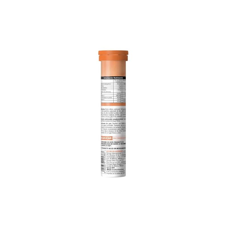 Seltz Tableta Efervescente Vitamina C + Zinc 300 mg Durazno