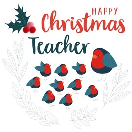 Pom Pom XP040 "Teacher, Robin Classroom" Christmas Card