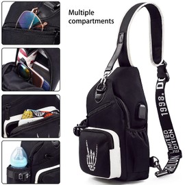 Junlion Sling Bag, Crossbody Shoulder Bag for Mens Women Multipurpose Daypacks Chest Bag Ghost Hand