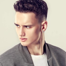 Cupimatch Assorted Men Cool Punk Biker Stainless Steel Huggie Hoop Ear Cuff Spike Rivet Stud Earrings 5 Pairs