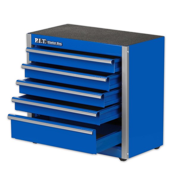 P.I.T. Portable Five-Drawer Steel Tool Box, Blue Hand Carry Tool